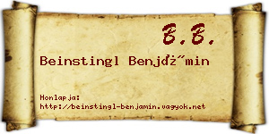 Beinstingl Benjámin névjegykártya